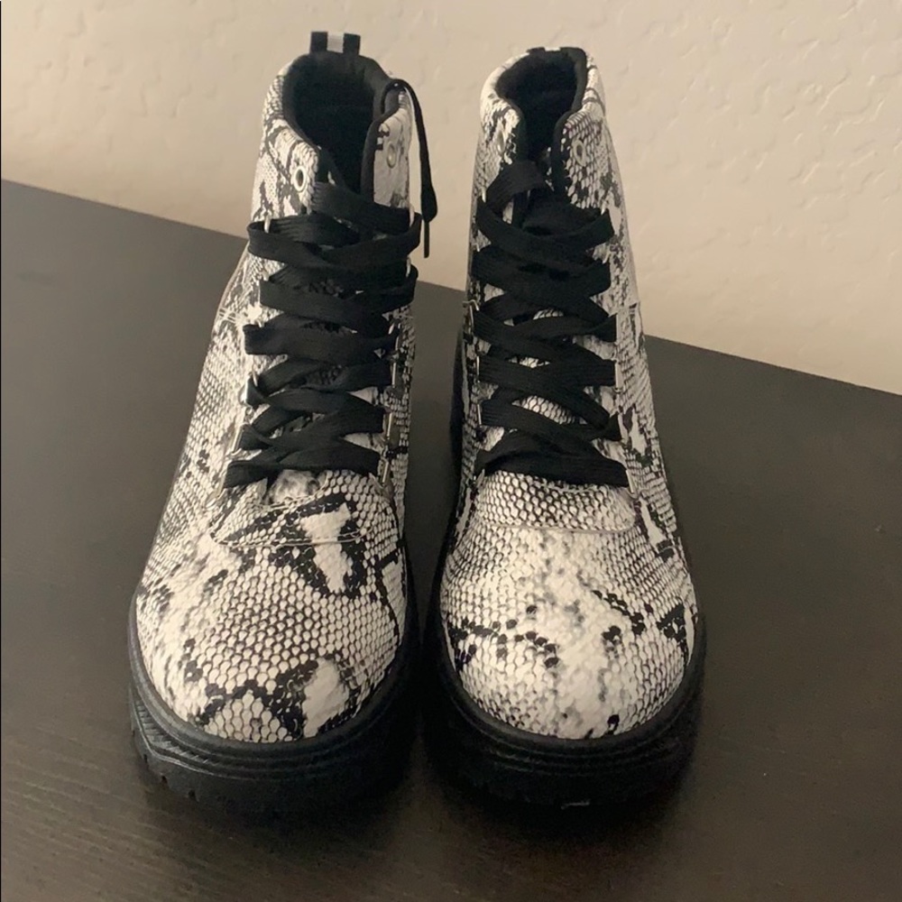 Snake print boots